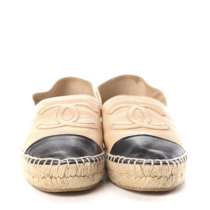 Chanel Lambskin CC Espadrilles 37 Beige Black 2 of 7