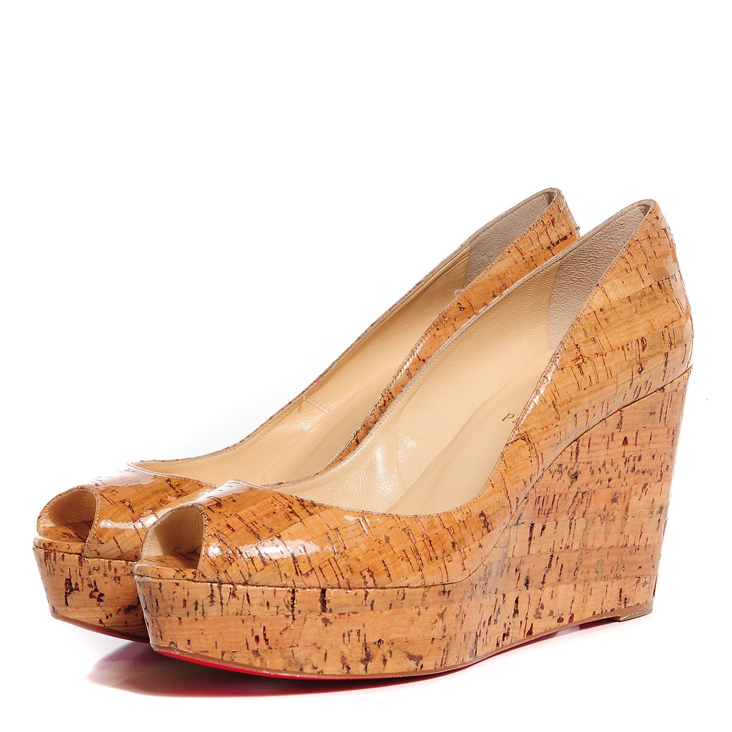 Christian Louboutin Cork Lucido Une Plume 100 Wedges 41 Natural 3 of 6