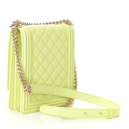 Chanel Calfskin Quilted North South Boy Flap Light Green 3 of 9
