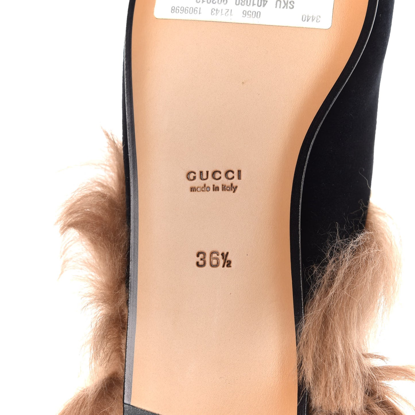 Velvet Fur Womens Princetown Slippers 36.5 Black