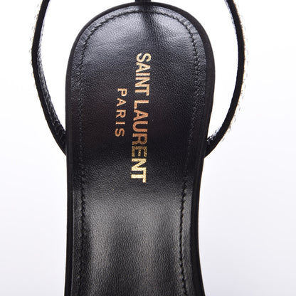 Saint Laurent Satin Crystal Robin 85 Ankle Strap Sandals 40 Black 7 of 8
