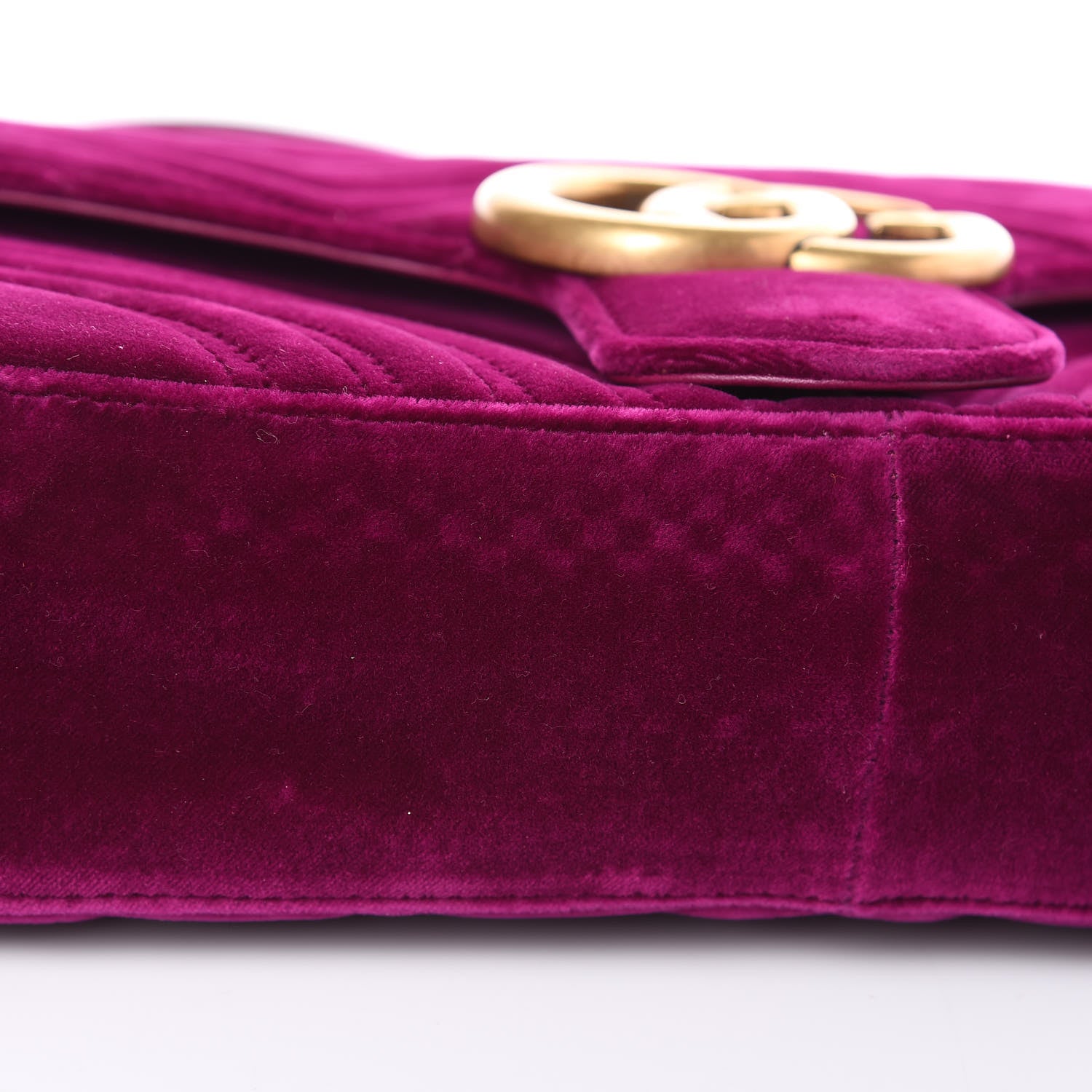 Gucci Velvet Matelasse Medium GG Marmont Shoulder Bag Fuchsia Violet Cyclamen 10 of 11