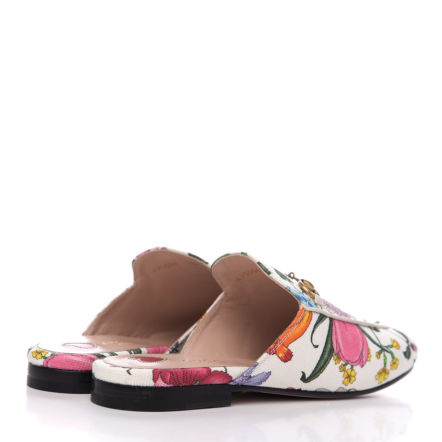 Canvas Flora Womens Princetown Slippers 37.5 White Multicolor