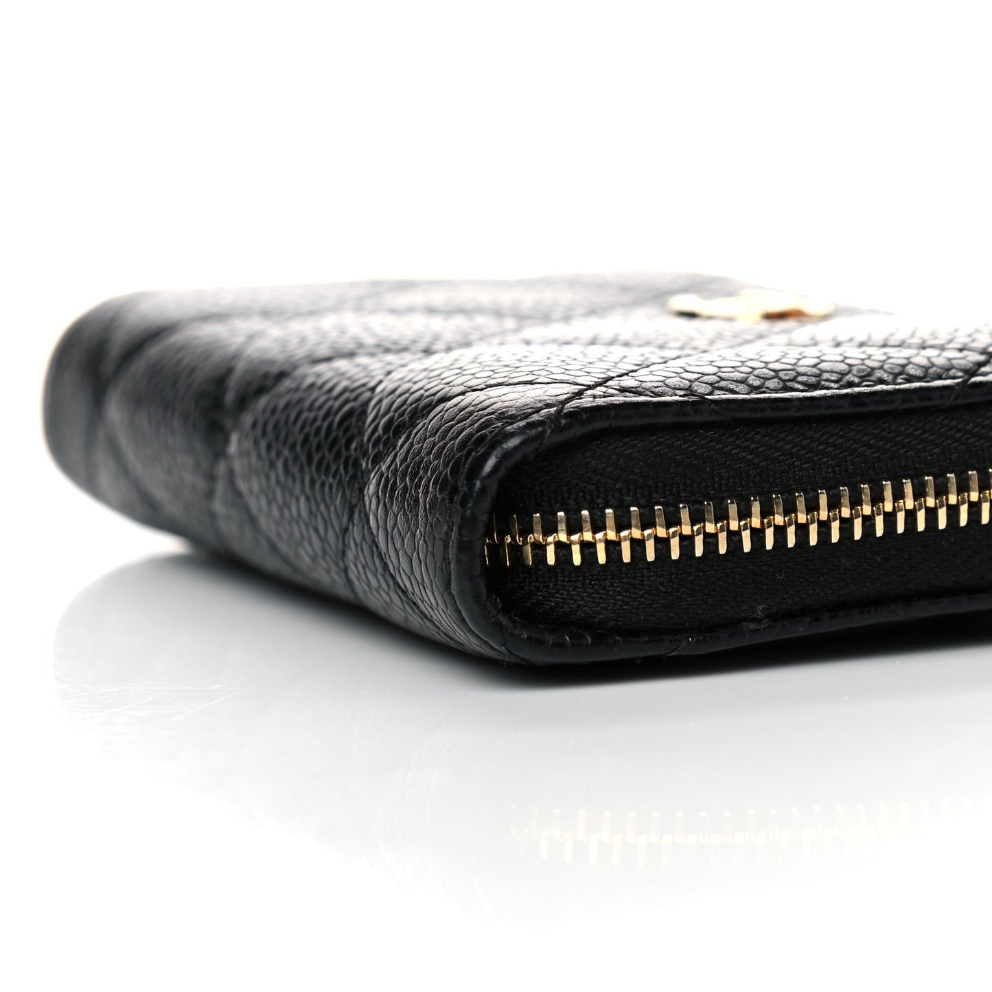 Caviar Quilted Zip Coin Purse Black