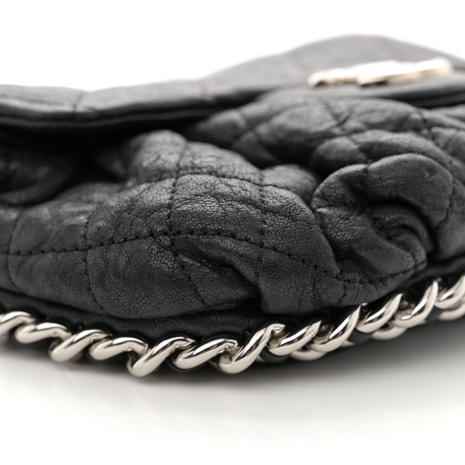 Chanel Washed Lambskin Quilted Mini Chain Around Flap Black 9 of 13