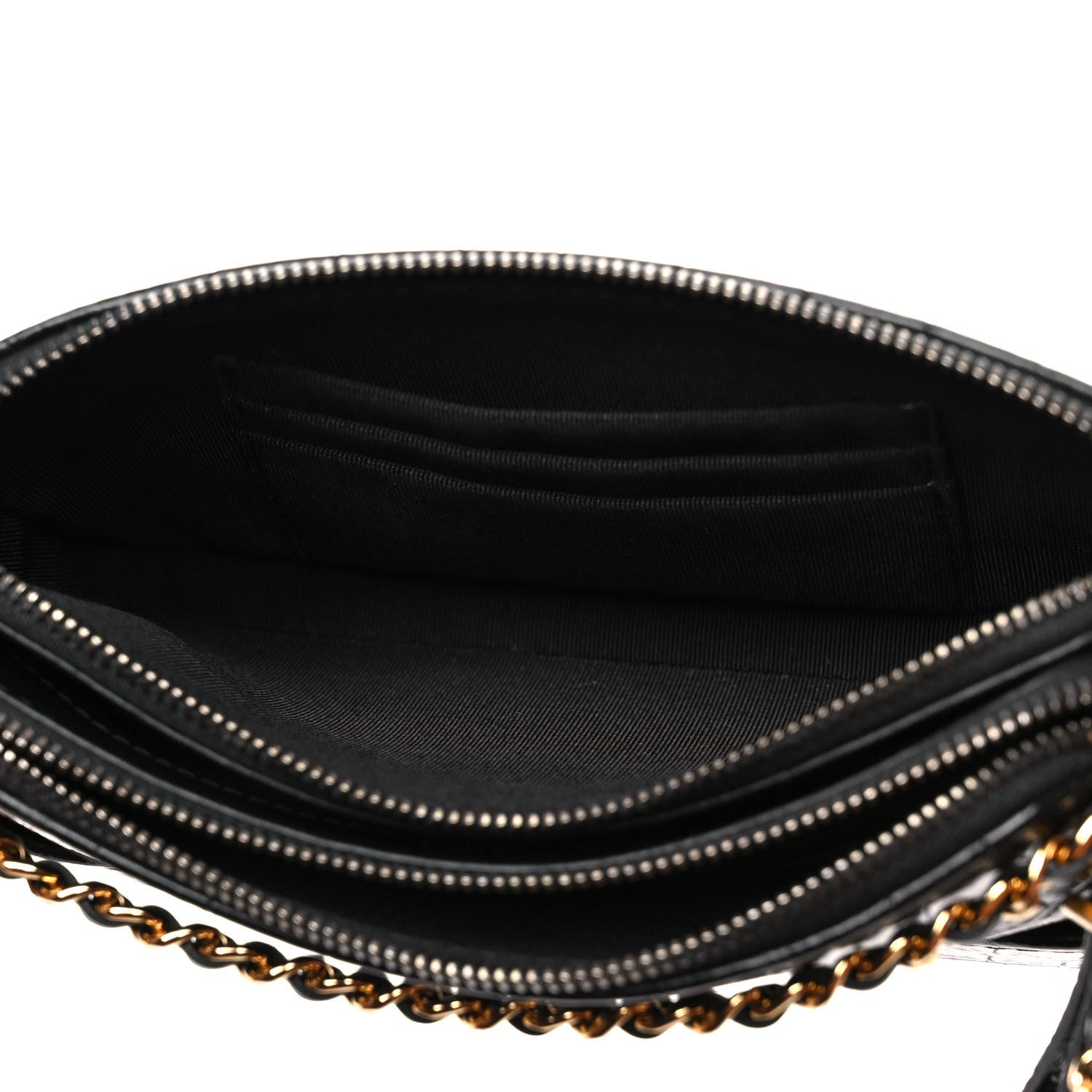 Chanel Calfskin Crocodile Embossed Small Gabrielle Clutch With Chain Black 6 of 11