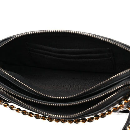 Chanel Calfskin Crocodile Embossed Small Gabrielle Clutch With Chain Black 6 of 11