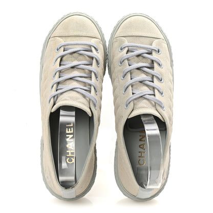 Chanel Denim Quilted Sneakers 39.5 Light Blue 2 of 10