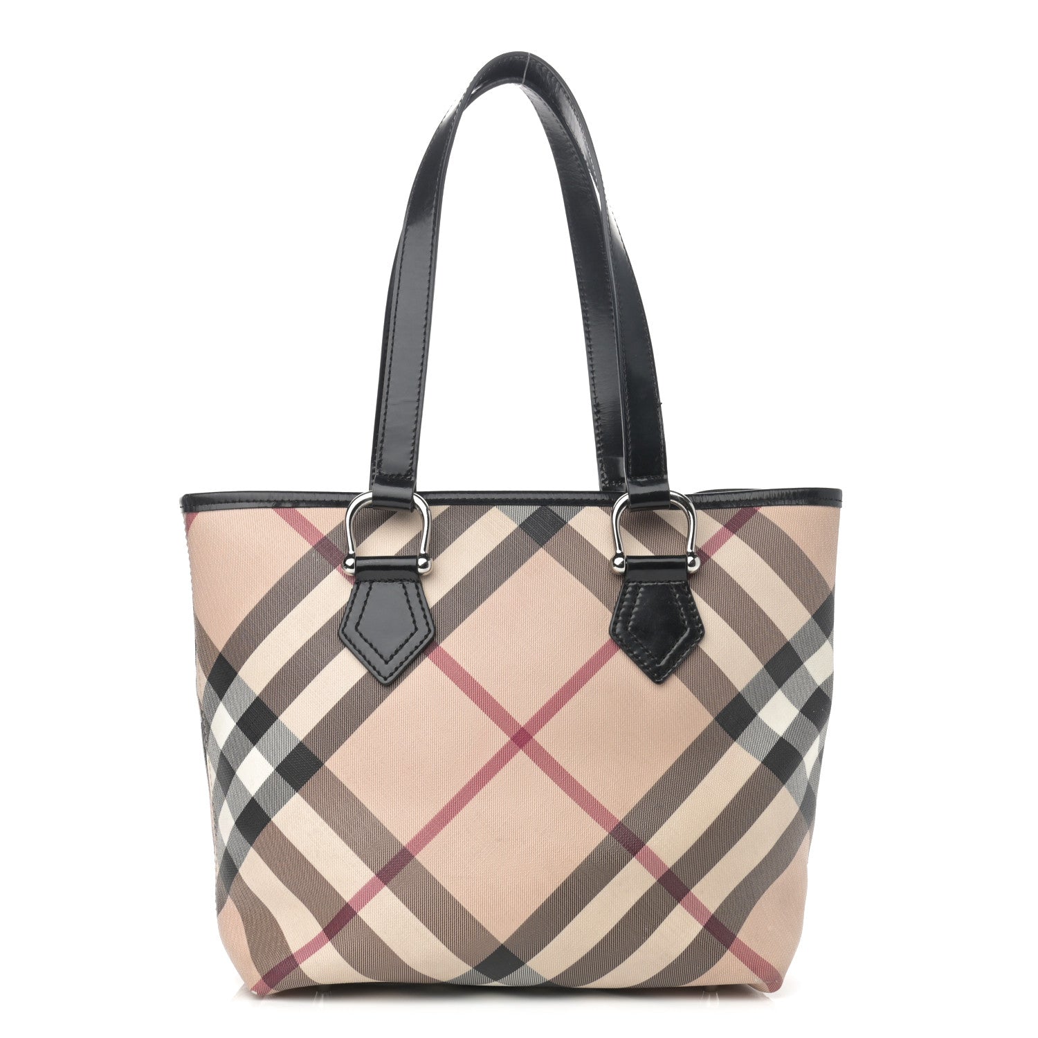 Burberry Patent Trim Nova Check Small Nickie Shopper Tote 1 of 22