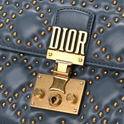 Christian Dior Lambskin Cannage Studded Large Dioraddict Flap Bag Grey Blue 12 of 13