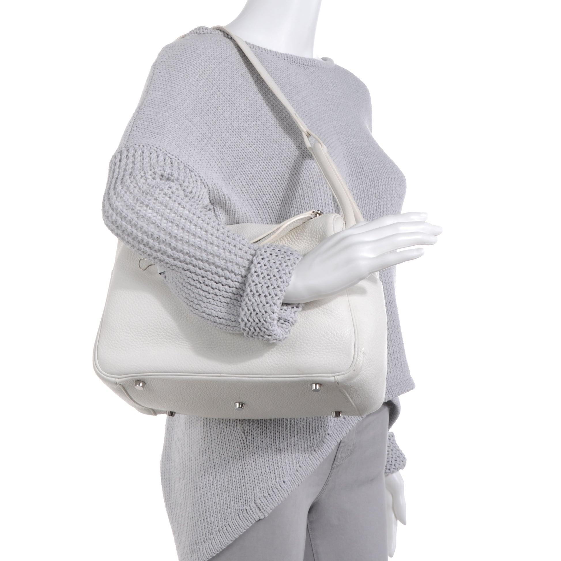 Hermes Taurillon Clemence Lindy 30 White 2 of 9