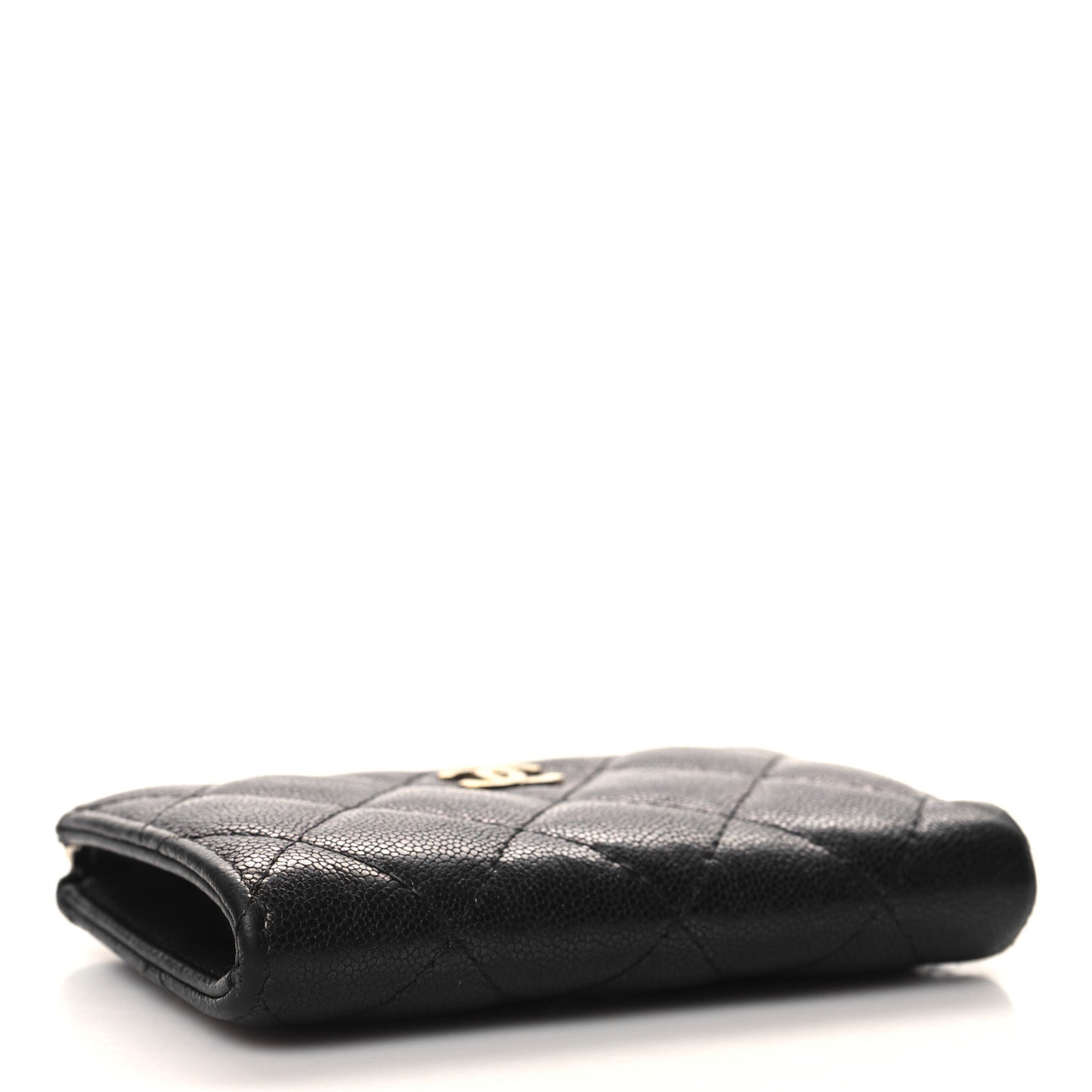 Iridescent Caviar Quilted Zipped Key Holder Case Black