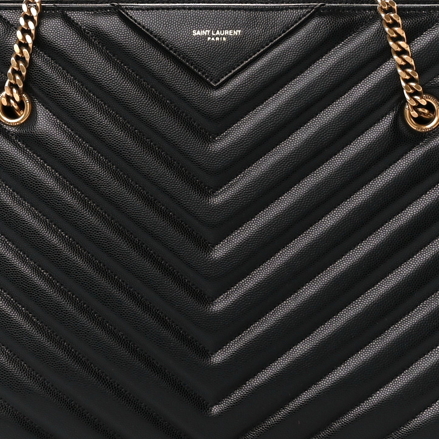 Grain de Poudre Matelasse Chevron Medium Tribeca Shopping Bag Black