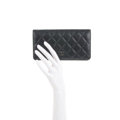 Chanel Caviar Quilted Yen Wallet Black 2 of 8