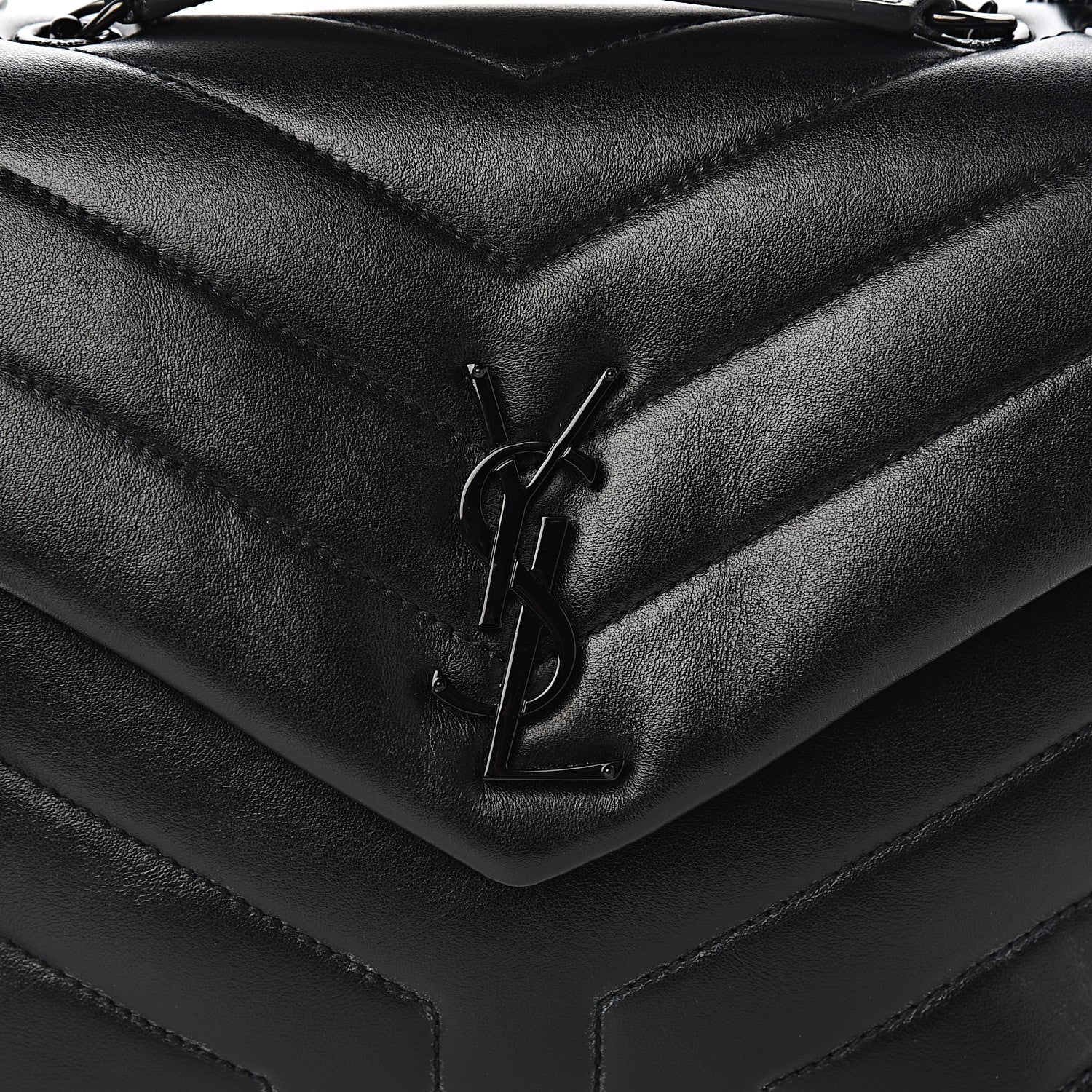 Saint Laurent Calfskin Y Quilted Monogram Small Loulou Chain Satchel Black 9 of 9