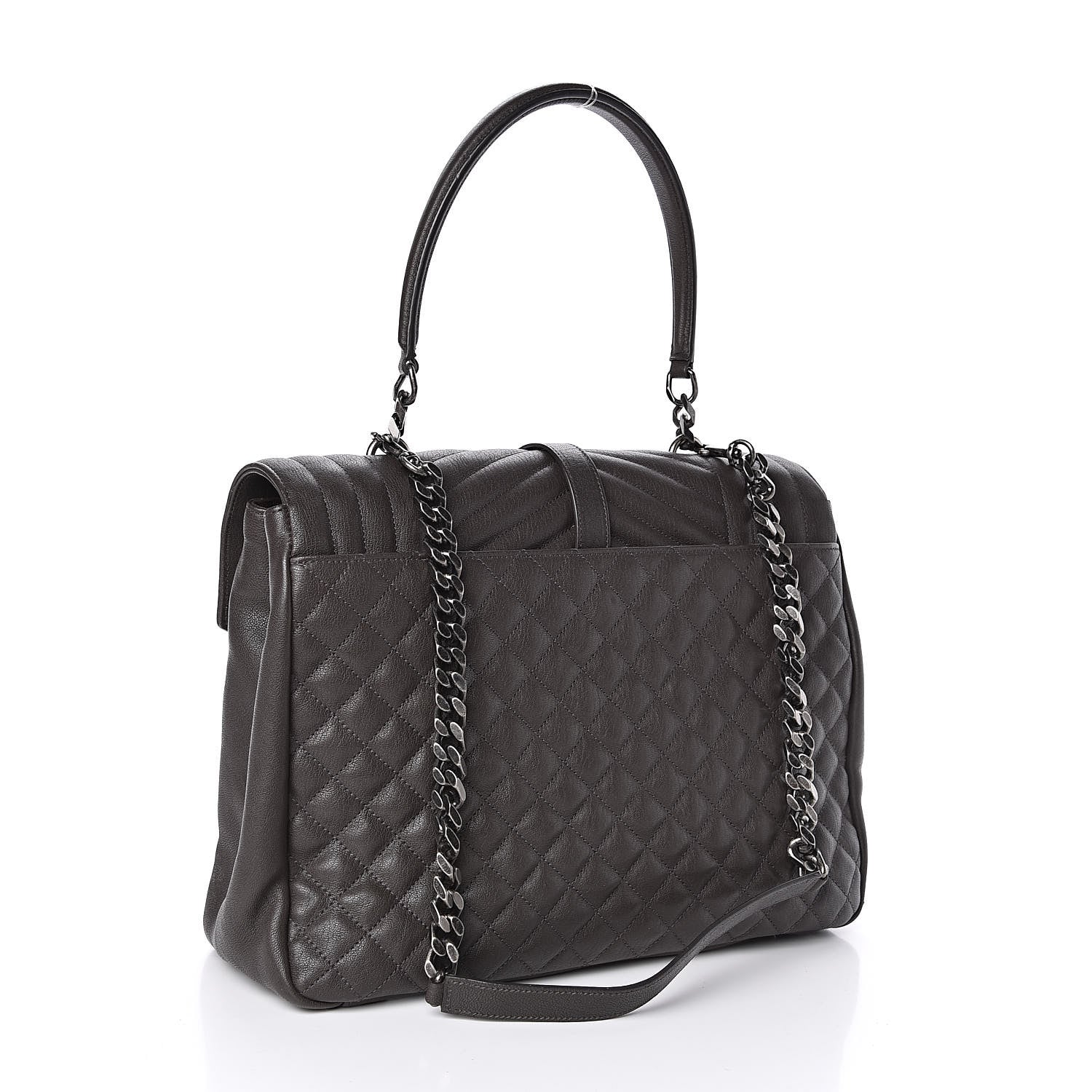 Saint Laurent Sheepskin Tri-quilt Monogram Large College Satchel Asphalt 3 of 11