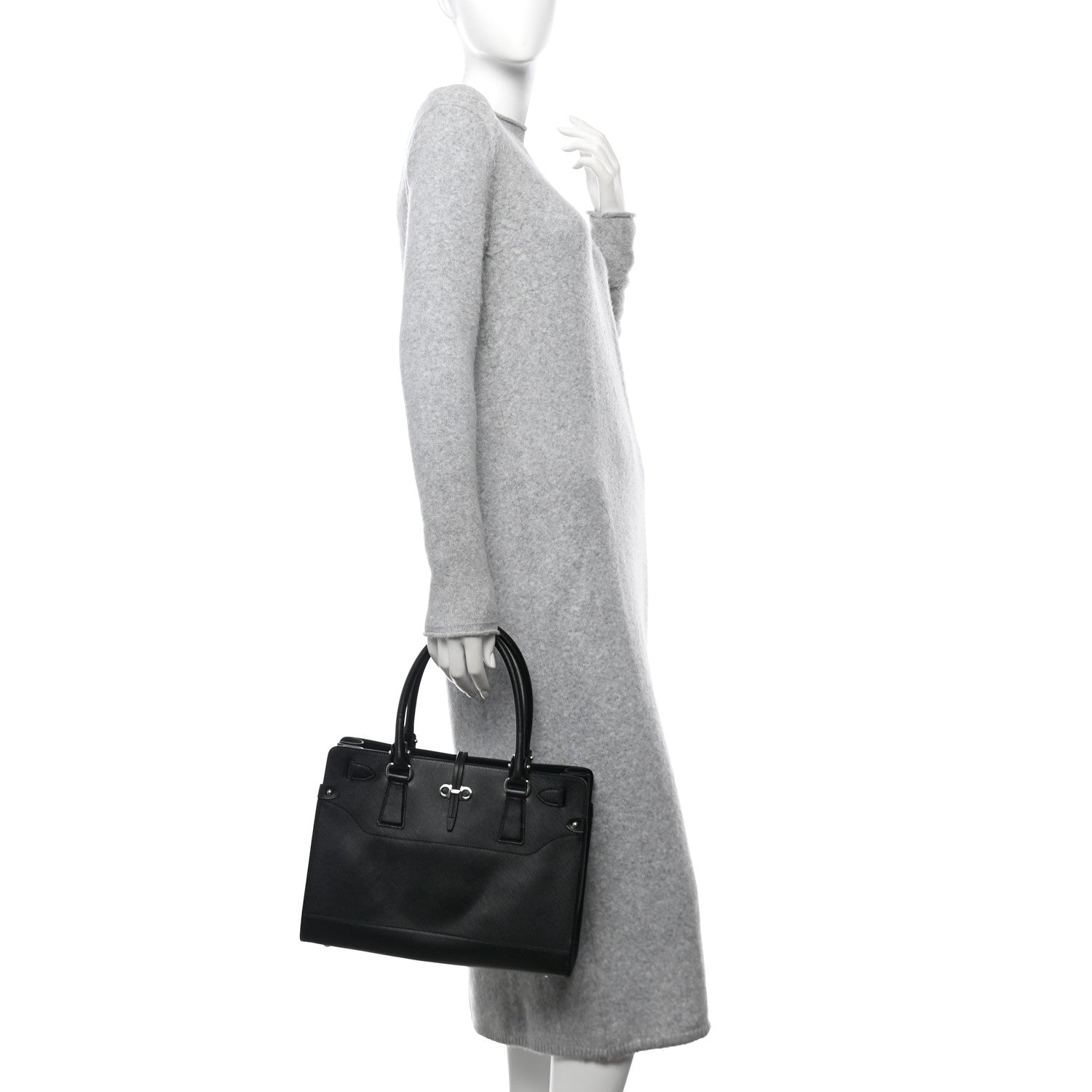 Salvatore Ferragamo Printed Calfskin Briana Tote Black 2 of 10