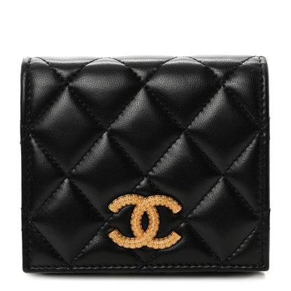 Chanel Lambskin Quilted CC Compact Bifold Wallet Black 1 of 9