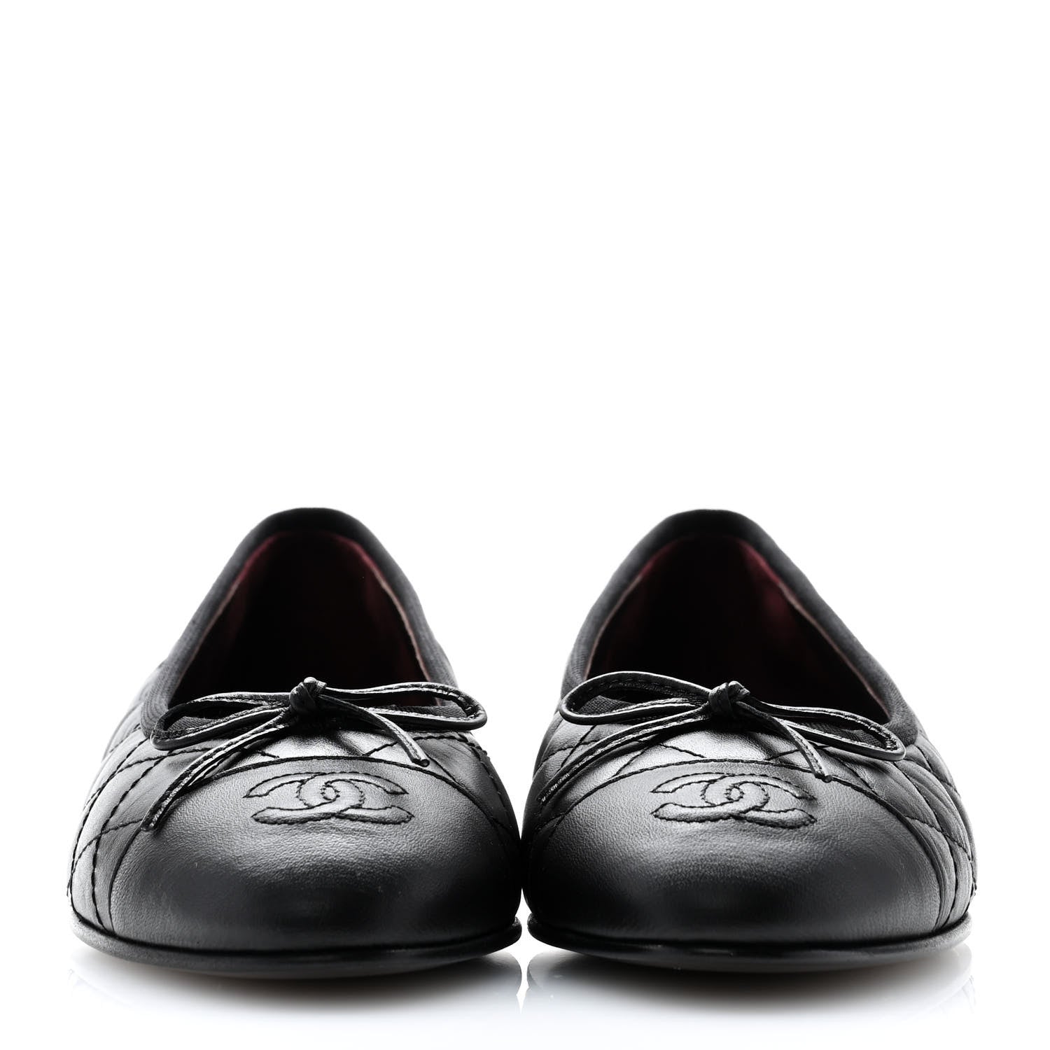 Chanel Aged Calfskin Quilted CC Cap Toe Ballerina Flats 36.5 Black 2 of 10