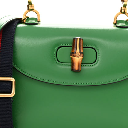 Gucci Boarded Dyana Lux Calfskin Web Small Bamboo 1947 Top Handle Bag Spring Green 7 of 10