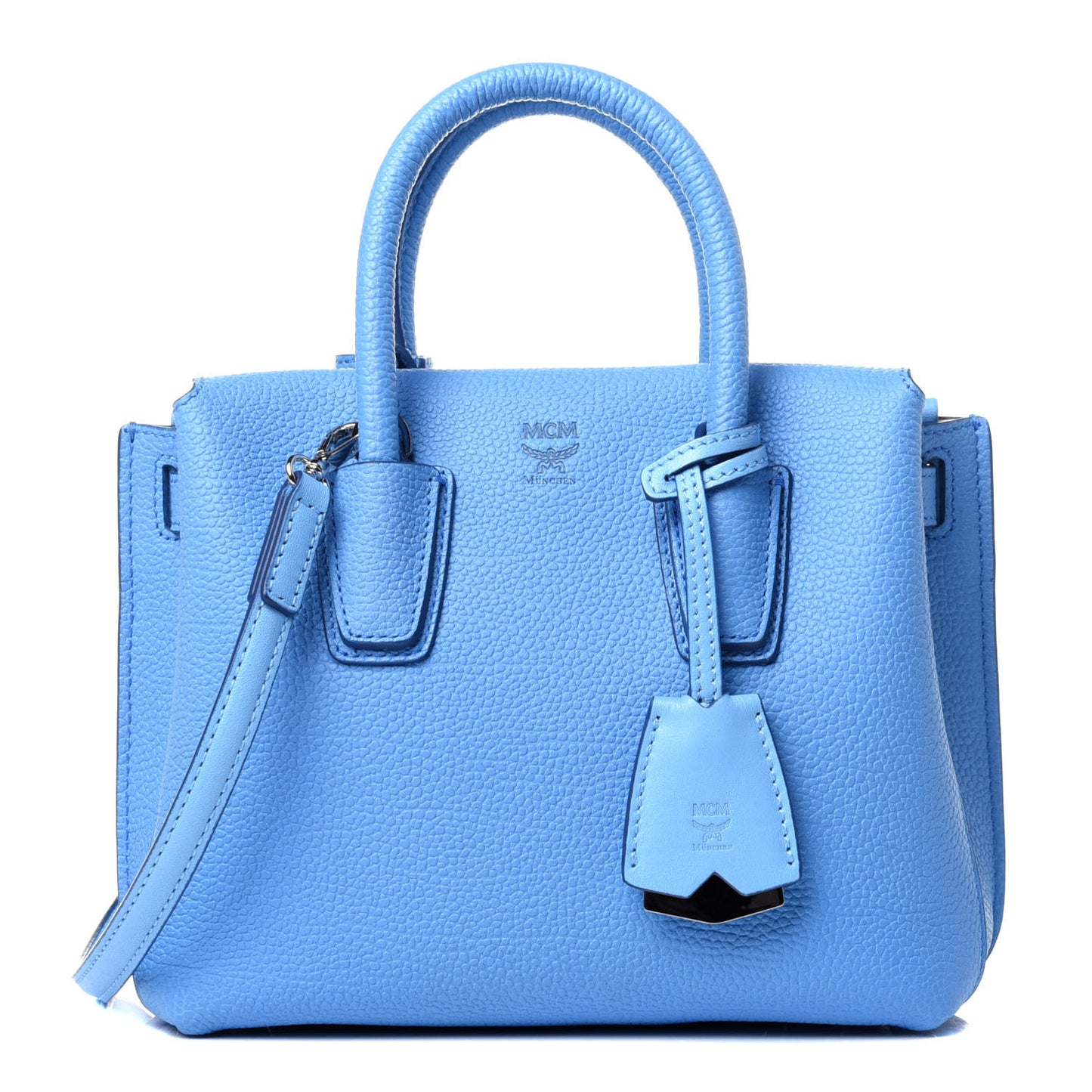 Grained Calfskin Mini Milla Tote Mediterranean Blue