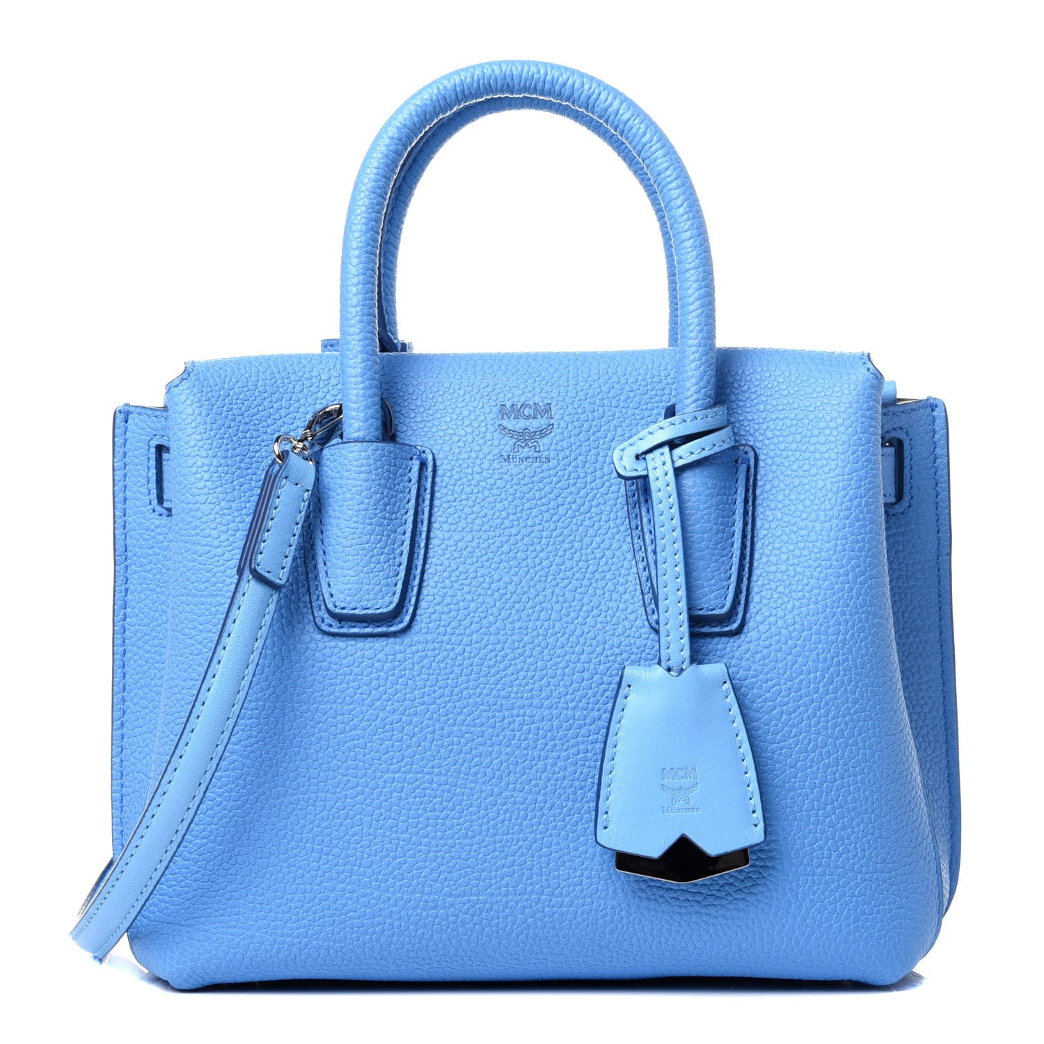 MCM Grained Calfskin Mini Milla Tote Mediterranean Blue 1 of 13