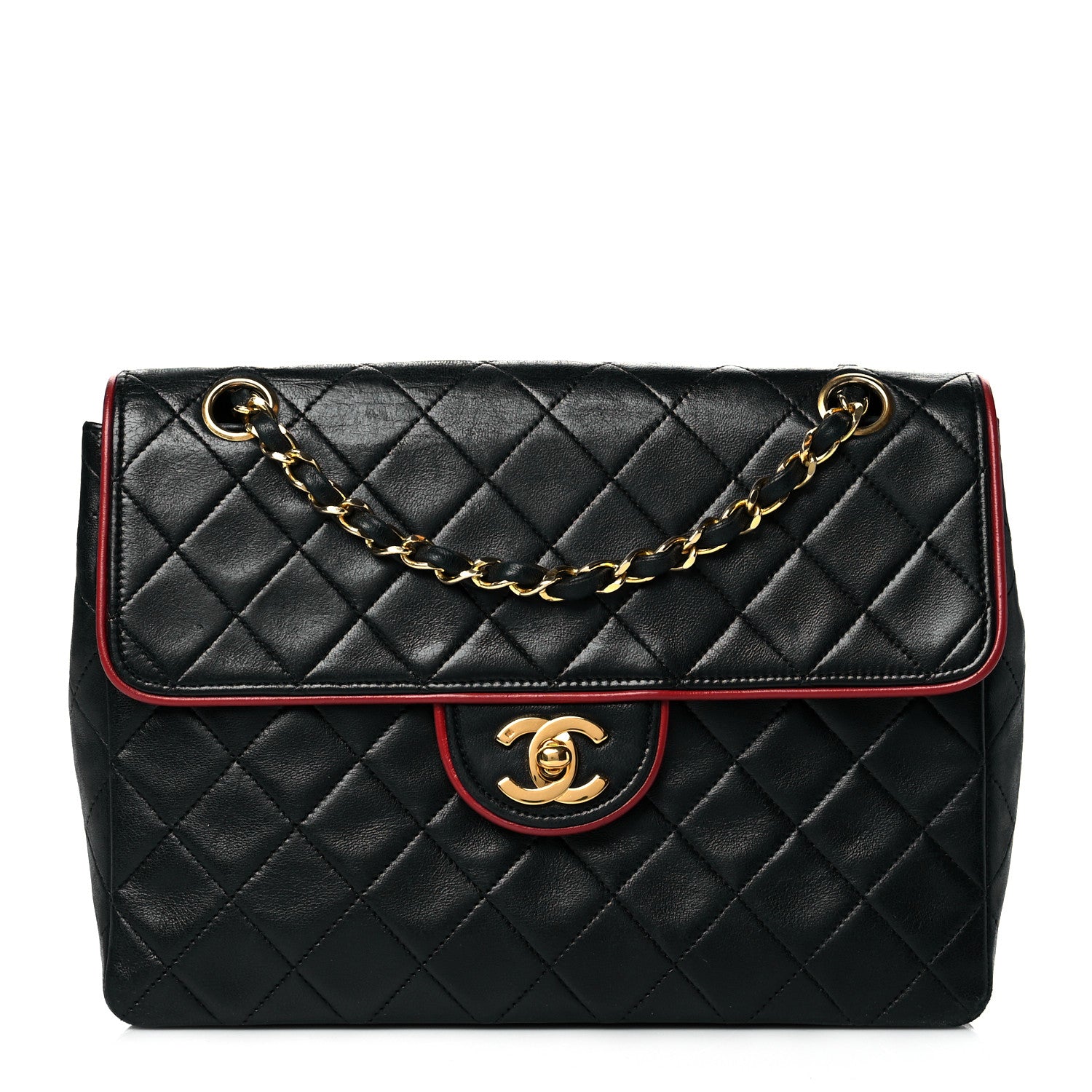 Chanel Lambskin Quilted Bi-Color Small Single Flap Black 1 of 13
