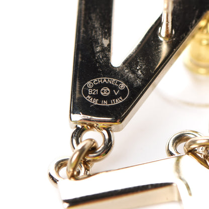 Chanel Metal Cha-Nel Logo Drop Earrings Gold 4 of 4