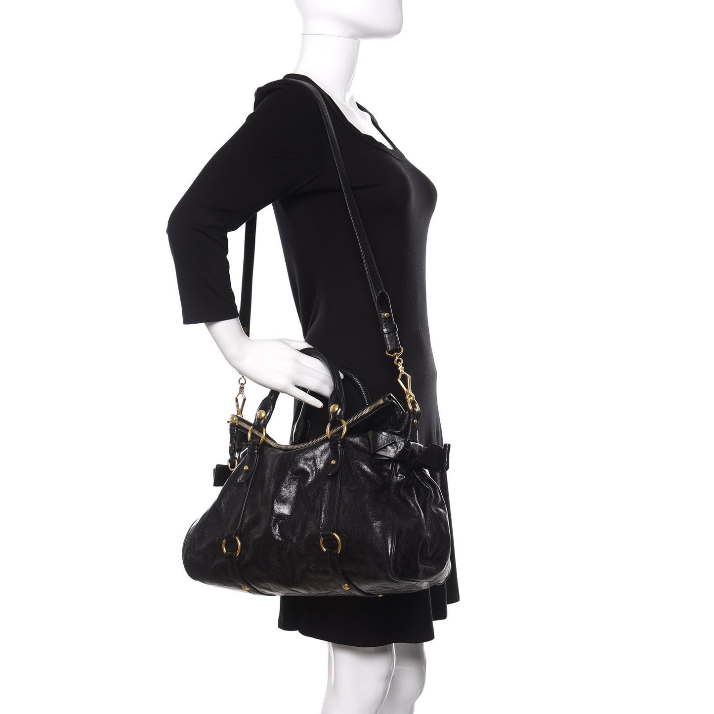 Vitello Lux Medium Bow Bag Black