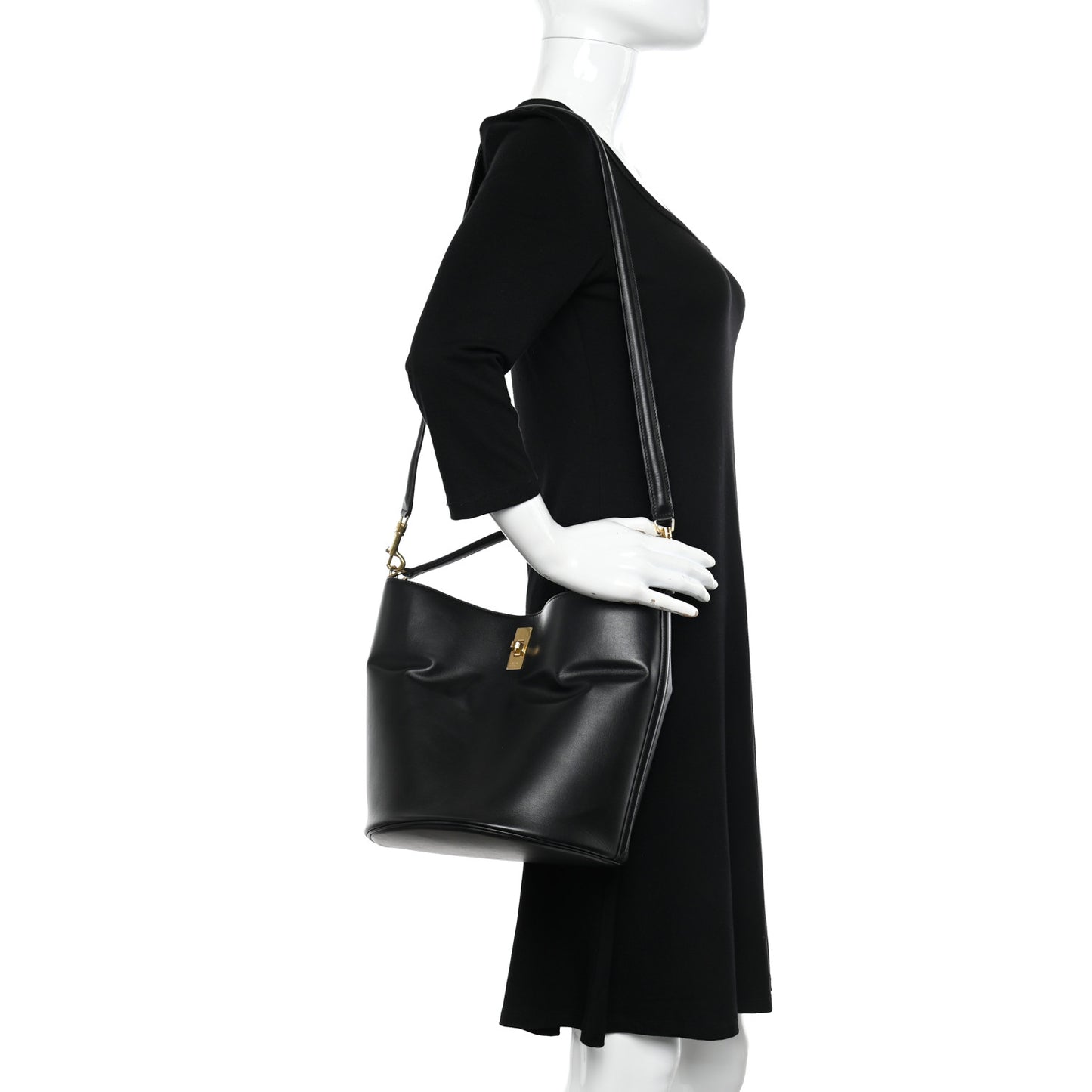 Smooth Calfskin Bucket 16 Bag Black