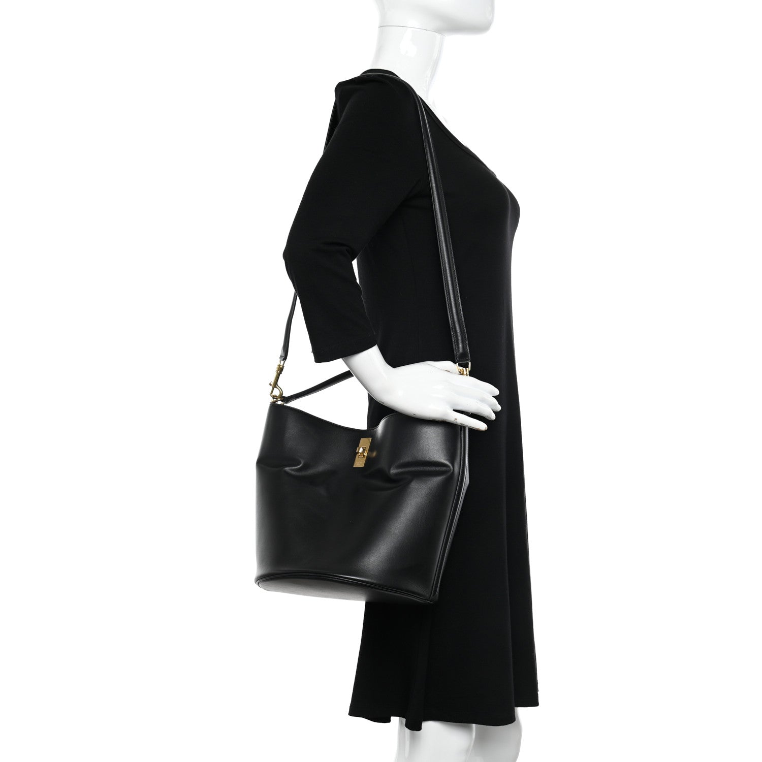 Celine Smooth Calfskin Bucket 16 Bag Black 2 of 11