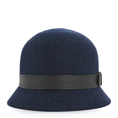 Hermes Rabbit Felt Calfskin Paris Hat 58 Marine Black 6 of 9