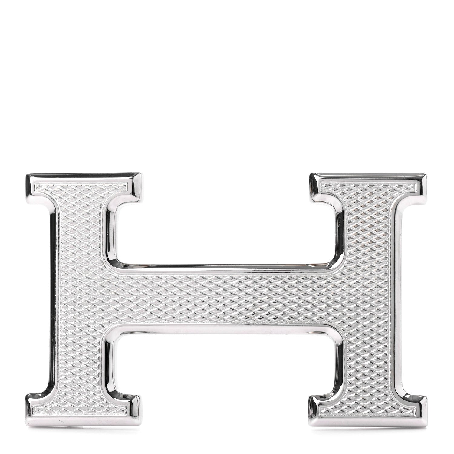 Hermes Palladium Guilloche 32mm H Belt Buckle 1 of 3