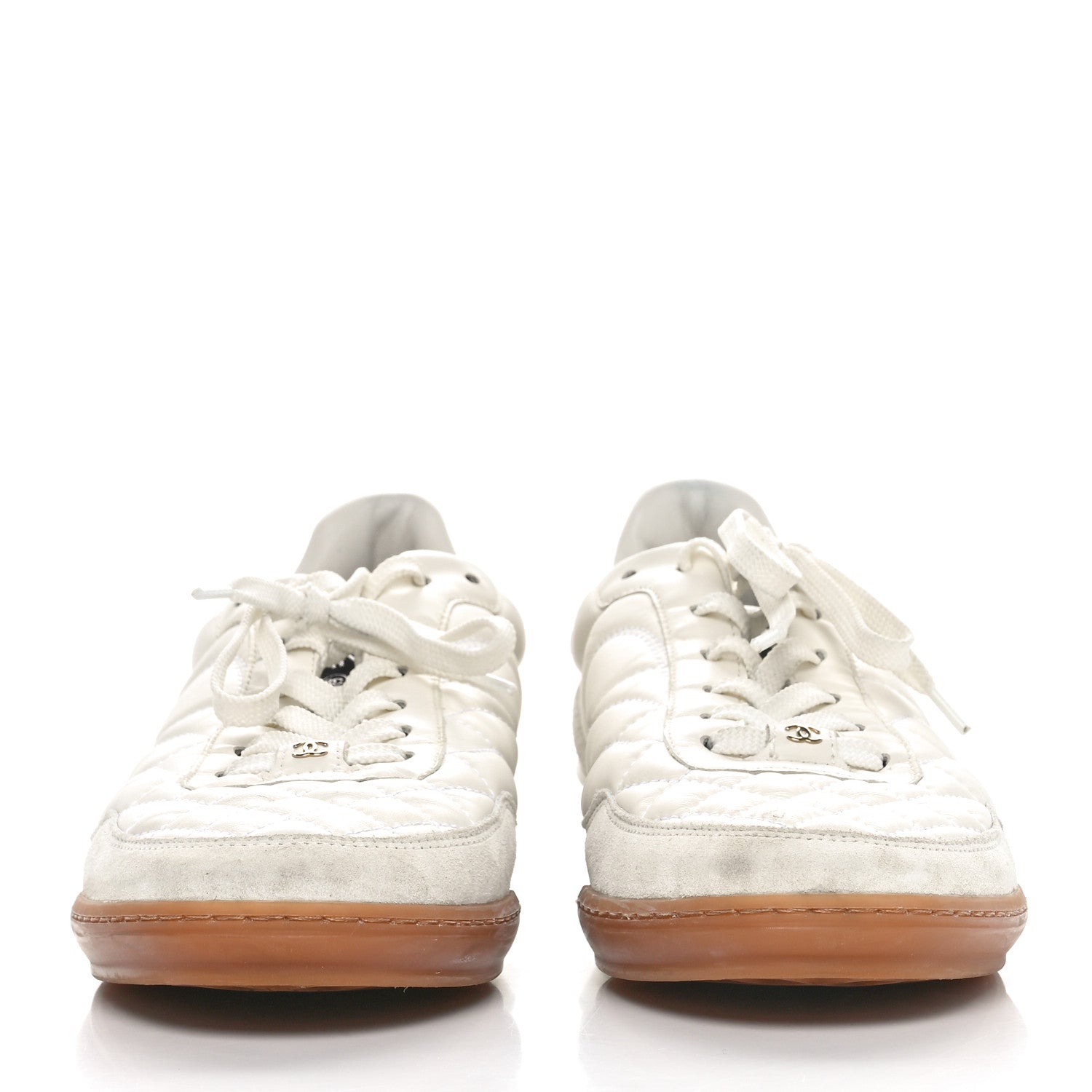 Chanel Suede Calfskin Quilted Sneakers 40 White 2 of 7