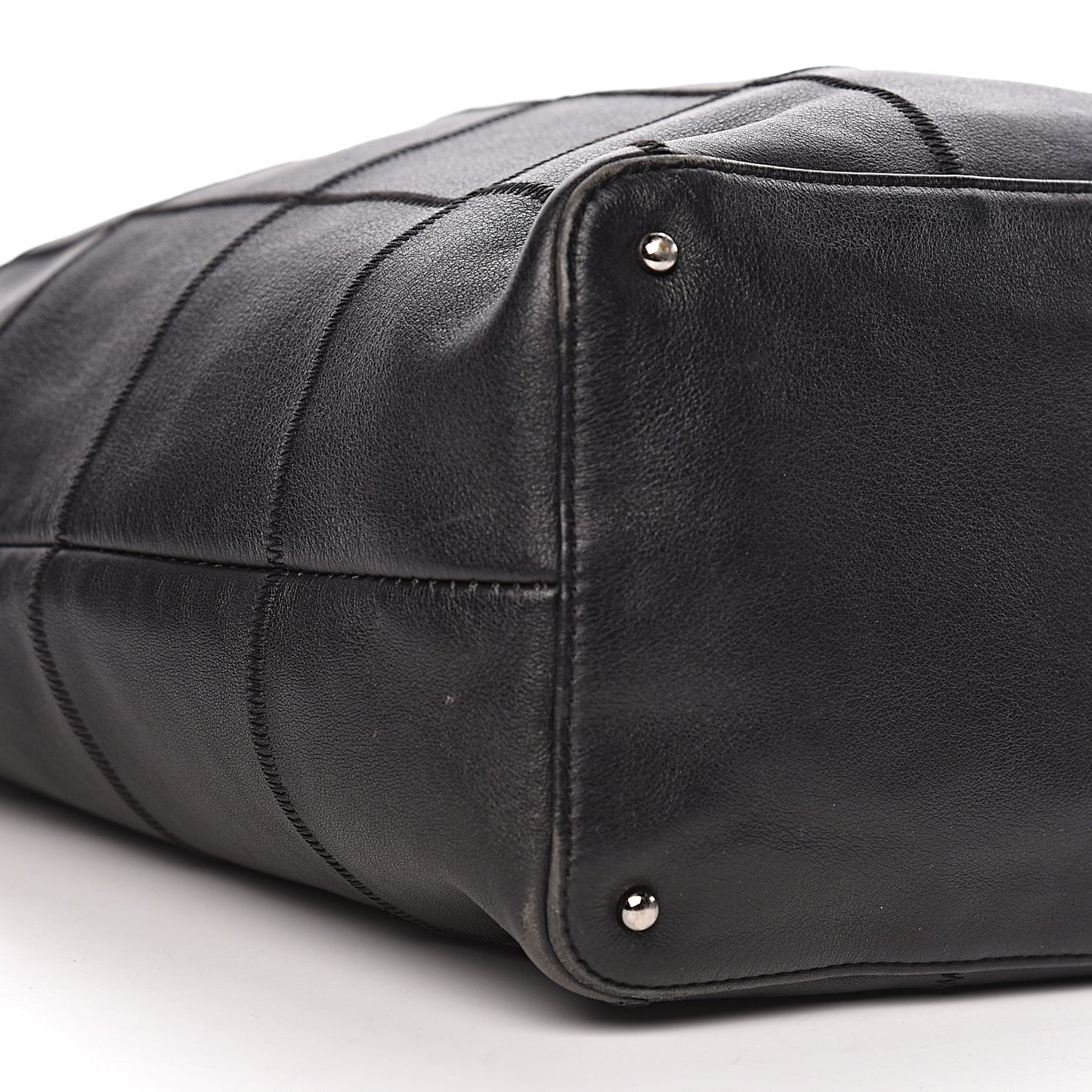 Calfskin Square Stitched Tassel Bag Black