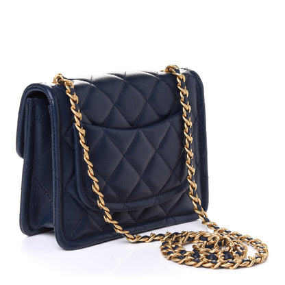 Chanel Caviar Quilted Mini Sweet Classic Flap Navy Blue 2 of 5