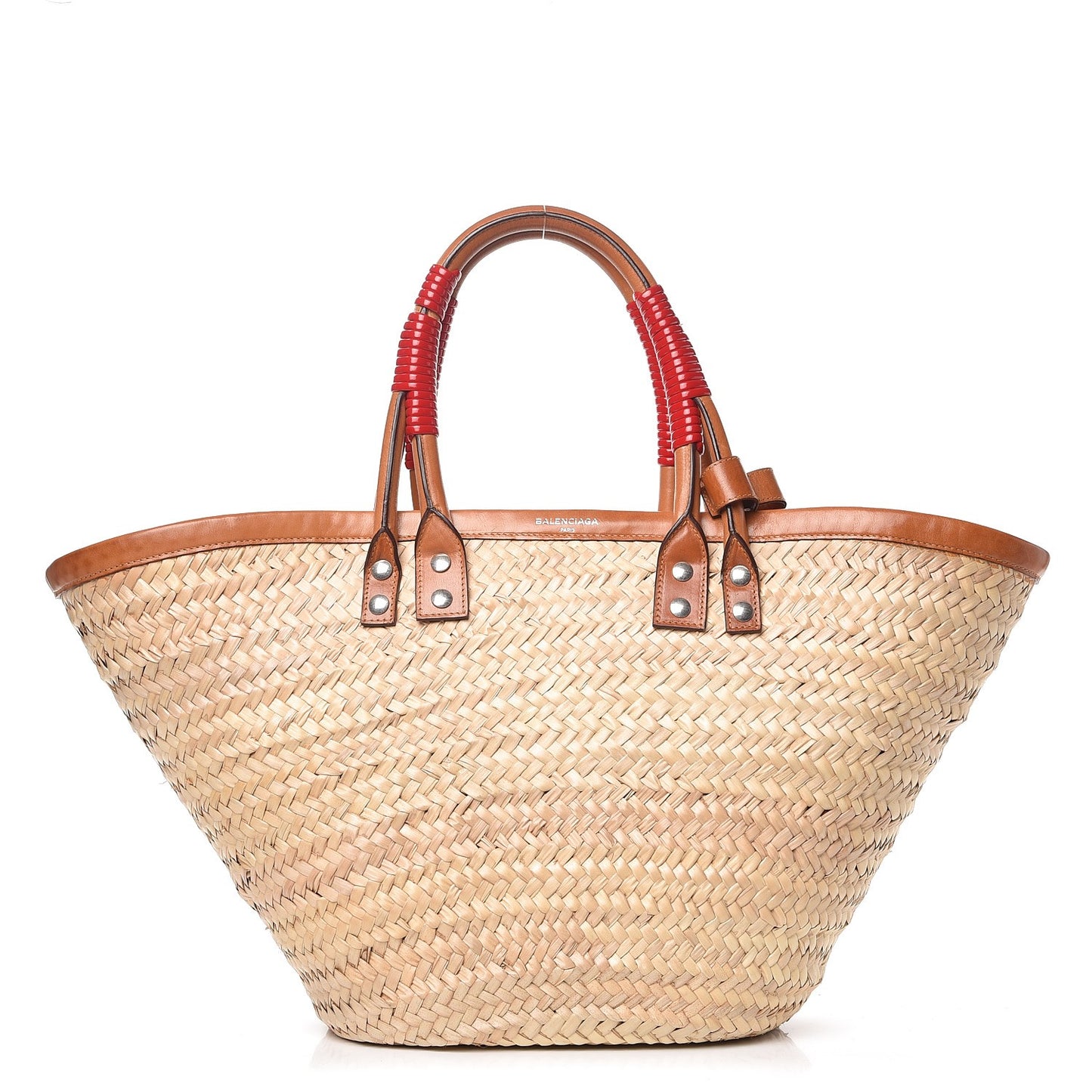 Straw Calfskin Medium Bistrot Panier Tote Natural