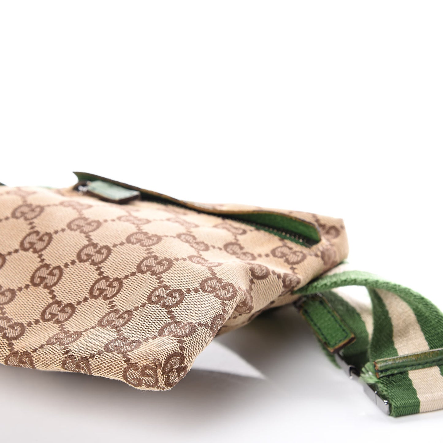 GG Monogram Web Double Pocket Belt Bag Green
