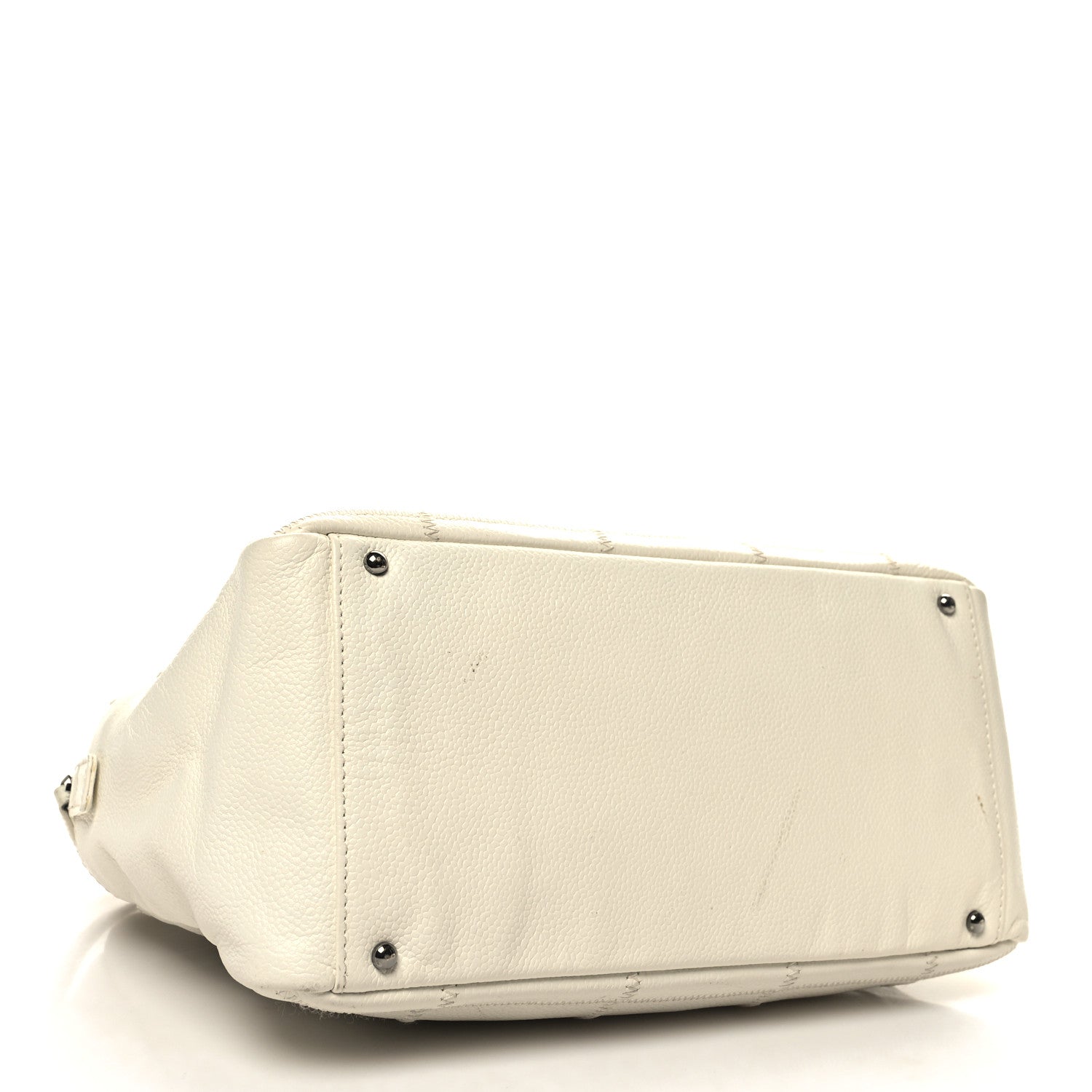 Chanel Caviar Square Stitched Bowler White 4 of 16