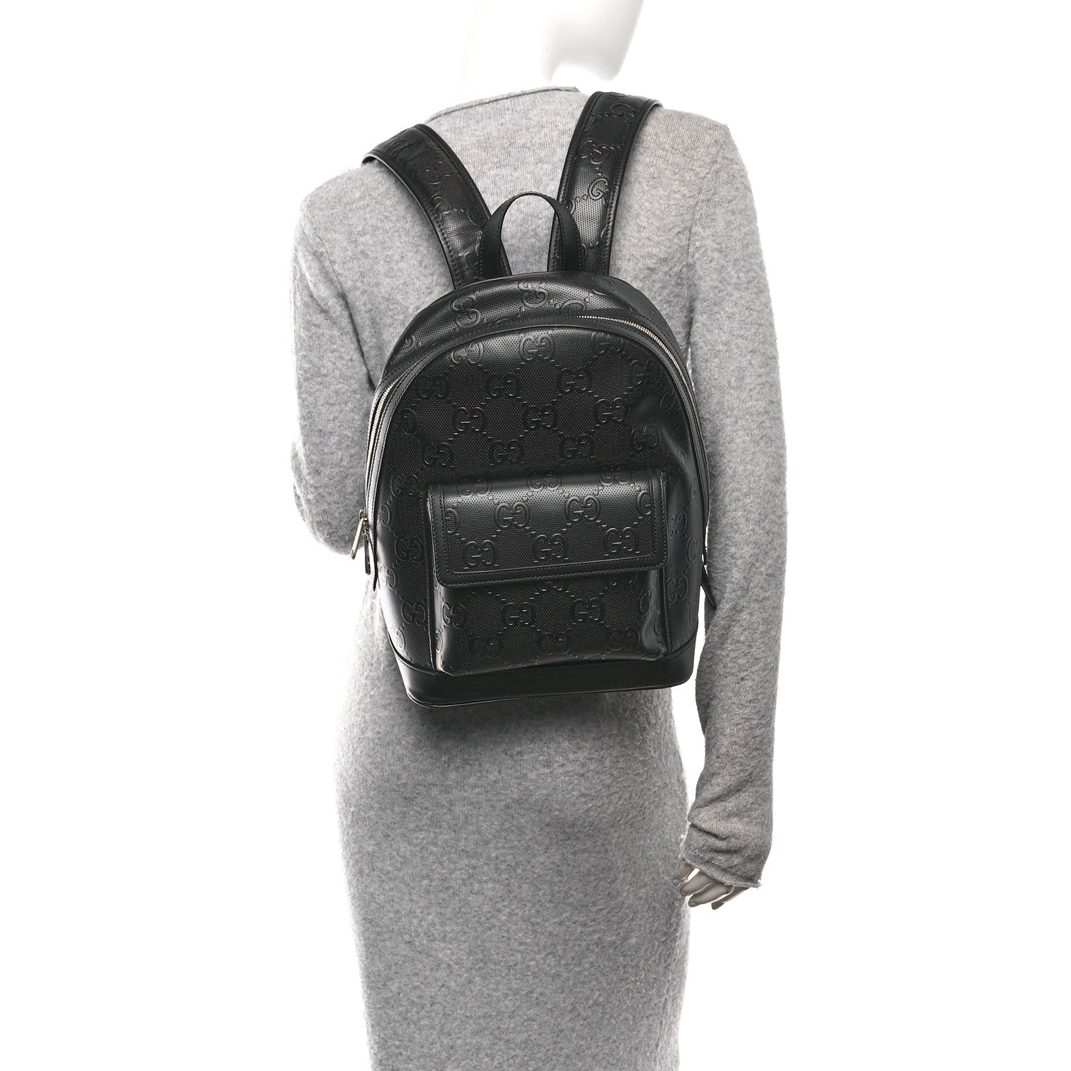 Gucci Calfskin GG Tennis Embossed Backpack Black 2 of 10