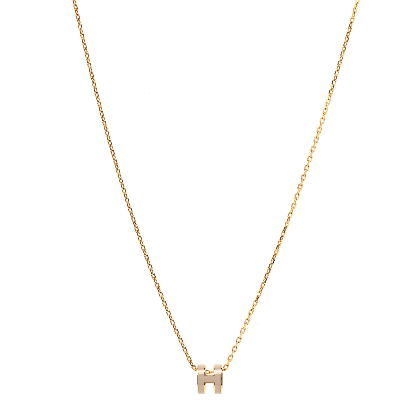Lacquered Gold Mini Pop H Pendant Necklace Marron Glace