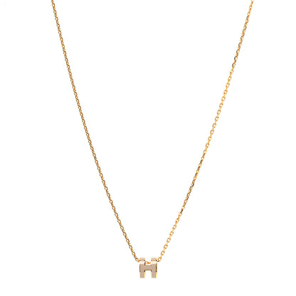 Hermes Lacquered Gold Mini Pop H Pendant Necklace Marron Glace 1 of 3