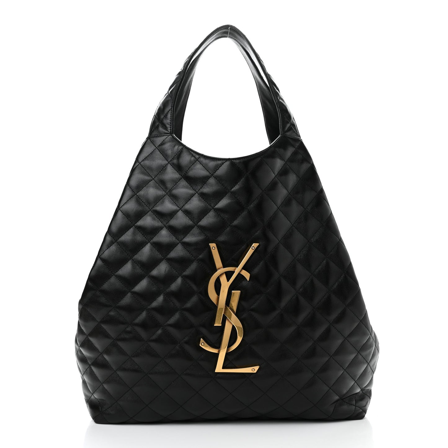 Lambskin Quilted Maxi Icare Shopping Tote Black