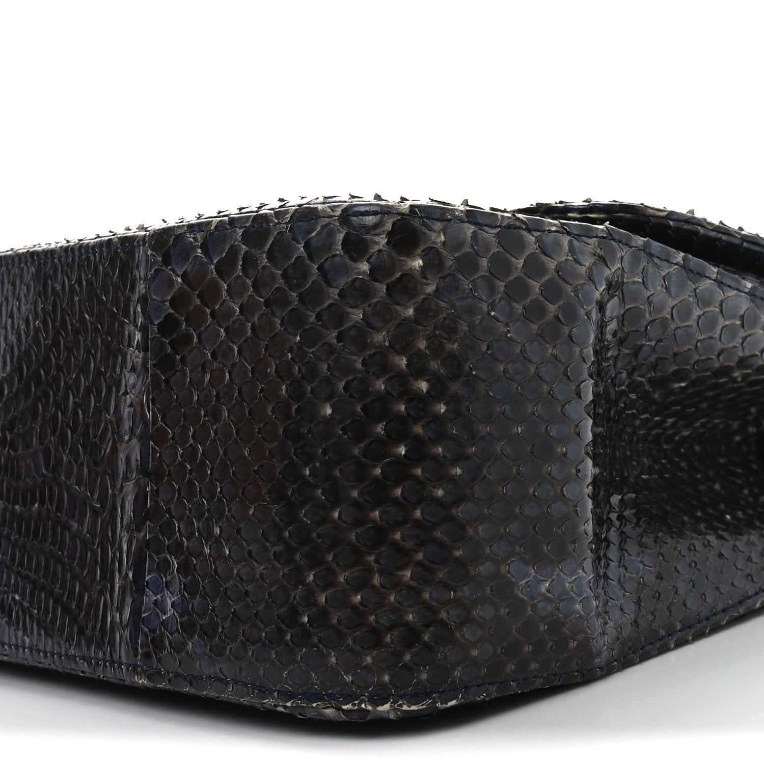 Chanel Metallic Snakeskin Jumbo Double Flap Blue 10 of 10