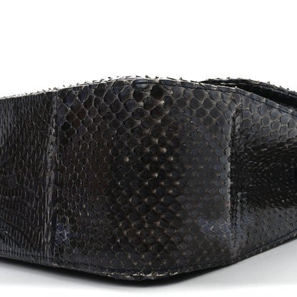 Chanel Metallic Snakeskin Jumbo Double Flap Blue 10 of 10