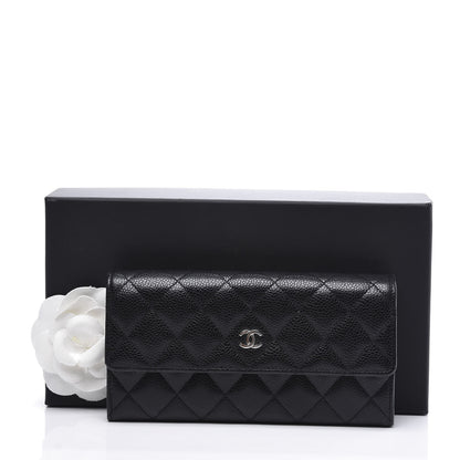 Chanel Caviar Quilted Large Gusset Flap Wallet Black 9 of 9