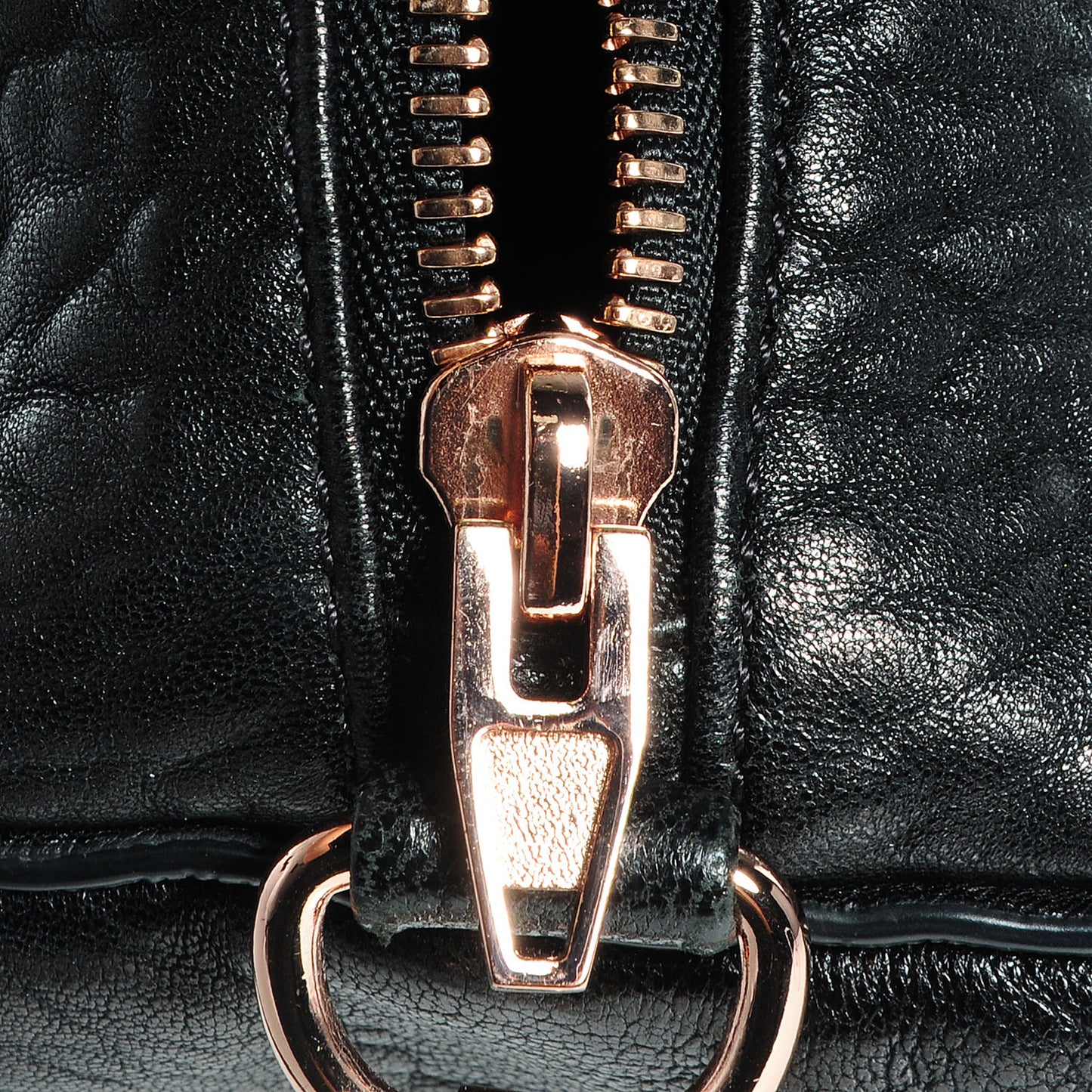 Pebbled Lambskin Rocco Black w Rose Gold Hardware