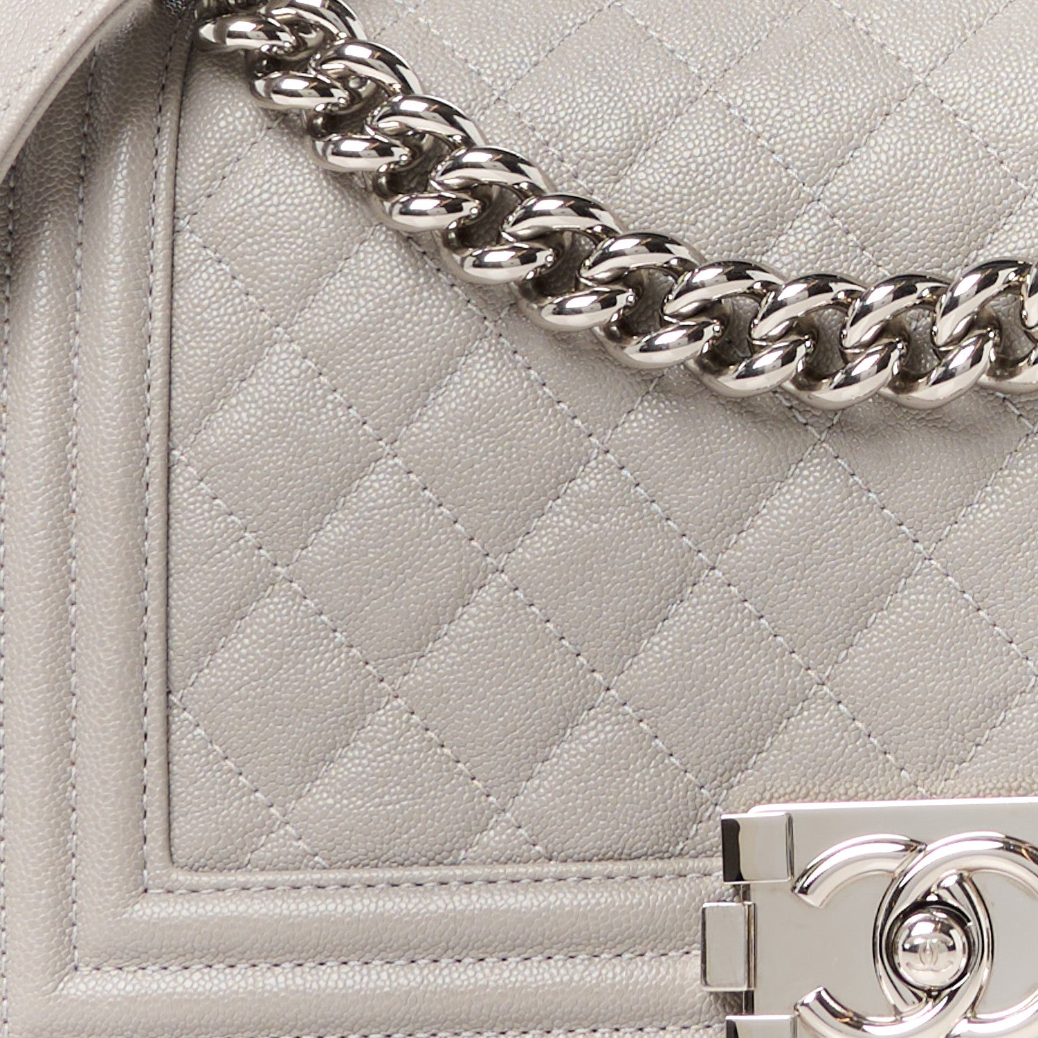 Chanel Caviar Quilted Medium Boy Flap Grey 8 of 11