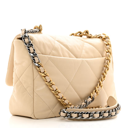 Chanel Goatskin Quilted Large Chanel 19 Flap Beige 3 of 10