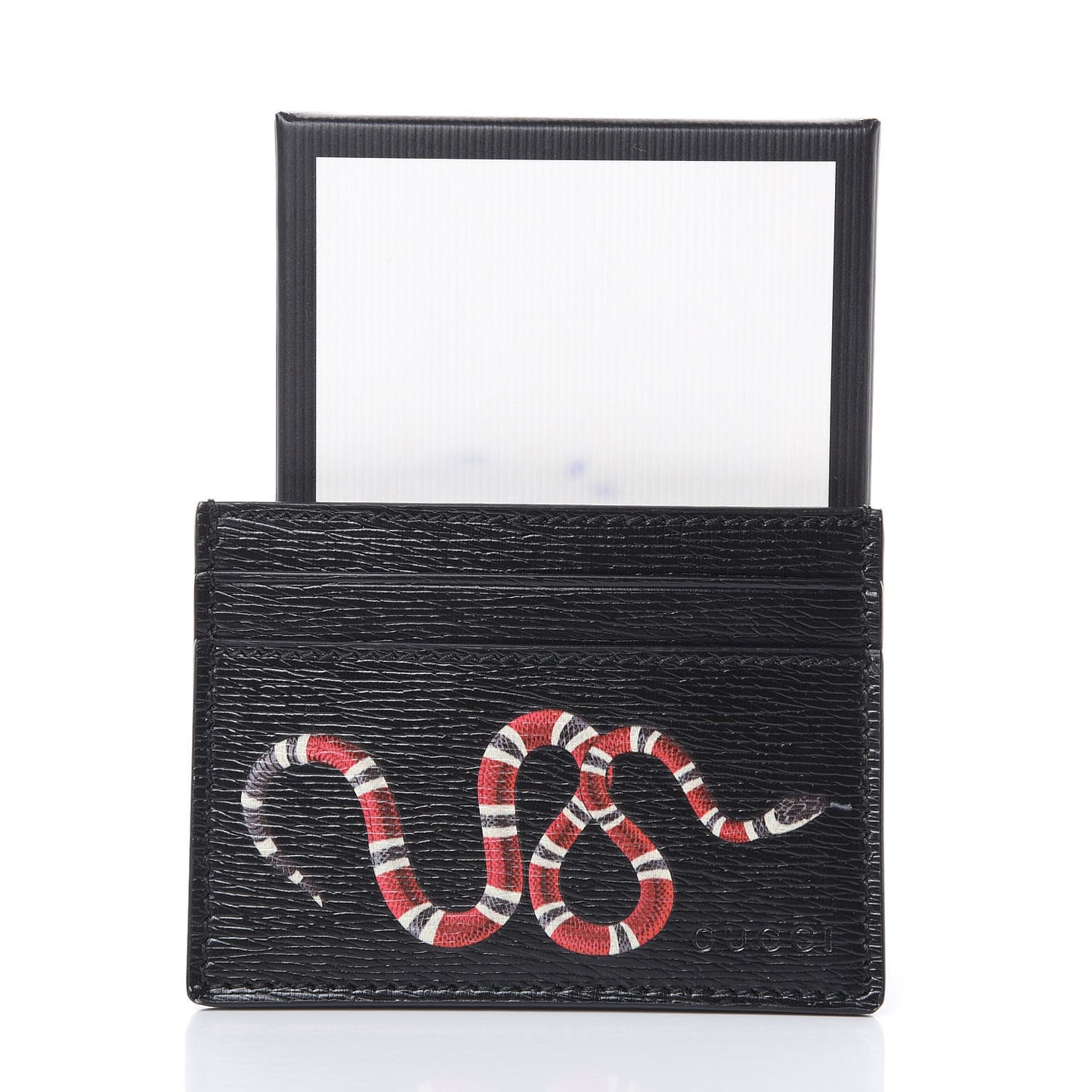 Calfskin Kingsnake Card Holder Black